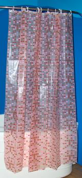 Штора для ванной PEVA эконом 180*180 розовая с кольцами