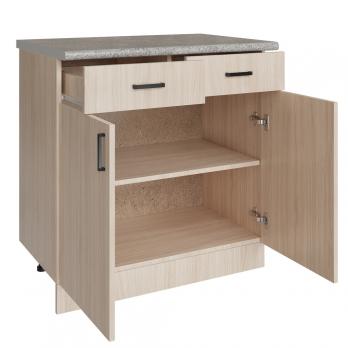 Стол разделочный 80 венге светлое (дуб млечный) (2 ящика), столешница гранит пёстрый