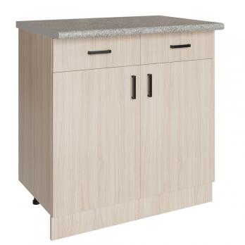 Стол разделочный 80 венге светлое (дуб млечный) (2 ящика), столешница гранит пёстрый