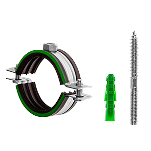 Хомут сантехнический 8'' (207-219 мм) М10х100 в комплекте со шпилькой и дюбелем