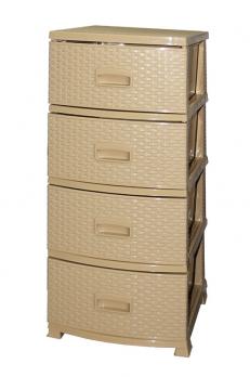 Комод ДЕКОР 4 ярус Ротанг бежевый В95*Ш38*Г47