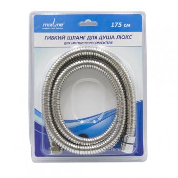 Шланг душевой 175-205 см имп/кон, EPDM, нерж.сталь, хром., растяг. MIXLINE ЛЮКС (блистер)