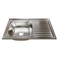 Мойка 80х50 (0,8) лев вып 3 1/2 MIXLINE 18см с сифоном