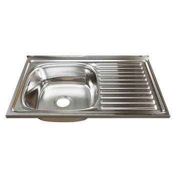 Мойка 80х50 (0,8) лев вып 3 1/2 MIXLINE 18см с сифоном