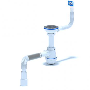 Сифон 3 1/2*40 Ani Грот с гибким прямоуг переливом с гофрой 40*40/50 А0145SA15 АНИ пласт