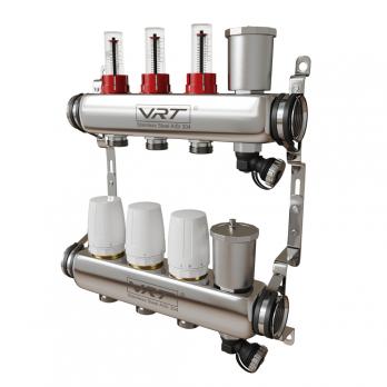 Коллекторная группа VRT® 1'' х 3/4'' (евроконус)  3 вых, авт в/отвод, c расходомерами