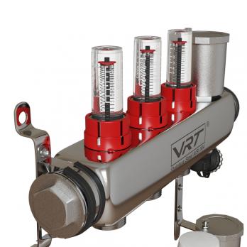 Коллекторная группа VRT® 1'' х 3/4'' (евроконус)  3 вых, авт в/отвод, c расходомерами