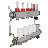 Коллекторная группа VRT® 1'' х 3/4'' (евроконус)  4 вых, авт в/отвод, c расходомерами