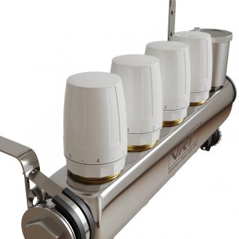 Коллекторная группа VRT® 1'' х 3/4'' (евроконус)  4 вых, авт в/отвод, c расходомерами