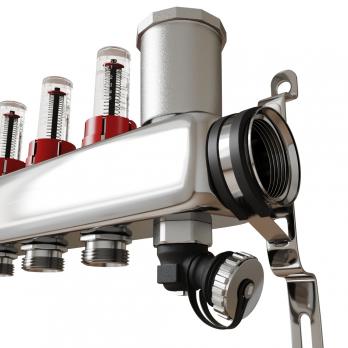 Коллекторная группа VRT® 1'' х 3/4'' (евроконус)  6 вых, авт в/отвод, c расходомерами