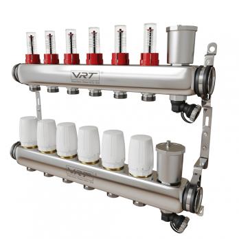 Коллекторная группа VRT® 1'' х 3/4'' (евроконус)  6 вых, авт в/отвод, c расходомерами