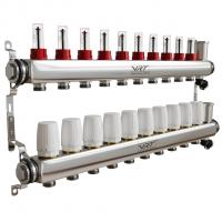 Коллекторная группа VRT® 1'' х 3/4'' (евроконус) 10 вых, авт в/отвод, c расходомерами