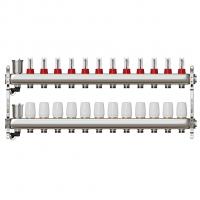 Коллекторная группа VRT® 1'' х 3/4'' (евроконус) 12 вых, авт в/отвод, c расходомерами