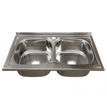 Мойка 80х50 (0,6) 2-х чаш вып 3 1/2 MIXLINE 18см с сифоном