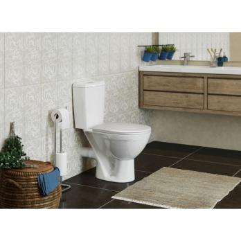 Унитаз-компакт "Соло" белый (гориз, нижн, сид. полип.быстросъёмн, 2-кн.арм.) (Rosa)