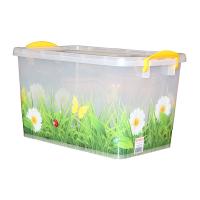 Контейнер д/хранения 35л прозрачный Трава
