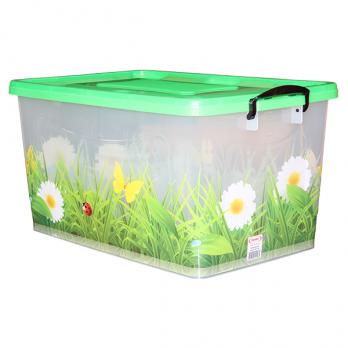 Контейнер д/хранения 50л прозрачный Трава