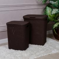 Корзина д/белья с крышкой 40л  РОТАНГ коричневая
