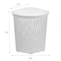Корзина д/белья с крышкой УГЛОВАЯ 60л  РОТАНГ белая