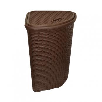 Корзина д/белья с крышкой УГЛОВАЯ 60л  РОТАНГ коричневая