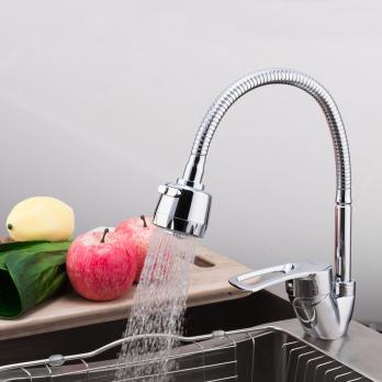 Смеситель для кухни 40к F43701-B FRAP бок.ручка (гибкий излив, п/гайку, хром, силумин)