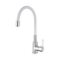 Смеситель для кухни 35к L4898-3 Ledeme силиконовый излив Белый+хром, латунь