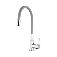 Смеситель для кухни 35к L4898-9 Ledeme силиконовый излив Серый+хром, латунь