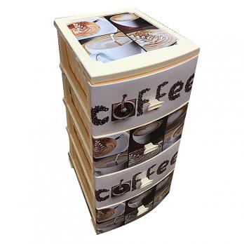 Комод ДЕКОР 4 ярус Кофе  слон.кость В95*Ш38*Г47