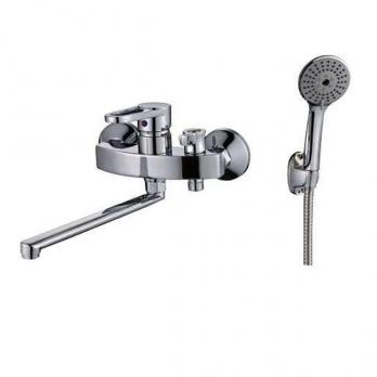 Смеситель для ванны и раковины 35к Казань КС 203253 L-нос мет флаж, мет шланг лейка