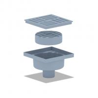 50 трап с вертик. спуском, н/рег решетка 150х150 пласт, СУХОЙ АНИ пласт TQ5210 ЭКОНОМ