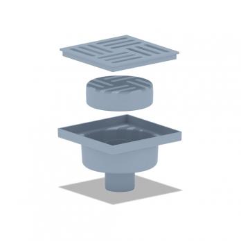 50 трап с вертик. спуском, н/рег решетка 150х150 пласт, СУХОЙ АНИ пласт TQ5210 ЭКОНОМ