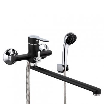 Смеситель для ванны и раковины 35к F2242 FRAP див корп (L-излив, черный/хром, латунь)