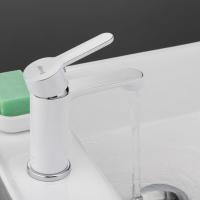 Смеситель для раковины 35к F1041 FRAP б/отв (литой, п/гайку, белый/хром, латунь)