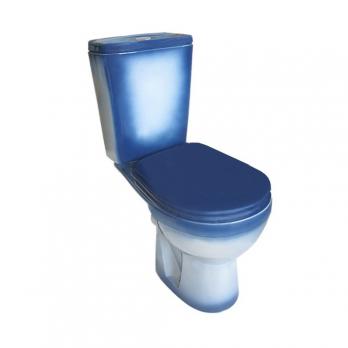Унитаз-компакт "Рио" синий (гориз, нижн, сид. полип., 2-кн.арм.) (Rosa)