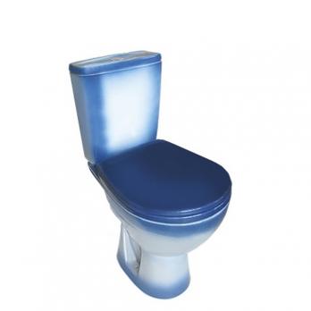 Унитаз-компакт "Соло" синий (гориз, нижн, сид. полип., 2-кн.арм.) (Rosa)