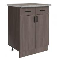 Стол разделочный 60 шимо/ясень темный (2 ящика), столешница гранит пёстрый