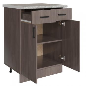 Стол разделочный 60 шимо/ясень темный (2 ящика), столешница гранит пёстрый