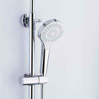 Душевая система 35к F2441 FRAP лейка "Тропич. душ" (D230мм, пов. L-излив, белый/хром, латунь)