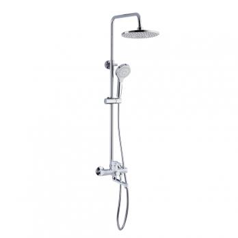 Душевая система 35к F2441 FRAP лейка "Тропич. душ" (D230мм, пов. L-излив, белый/хром, латунь)