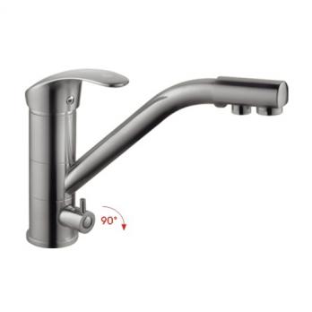 Смеситель для кухни 40к HB4321-5 HAIBA б/отв с вых. для питьевого фильтра п/шпильку, САТИН