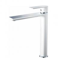 Смеситель для раковины 40к HB11505-8 HAIBA б/отв, высокий, п/шпильку, БЕЛЫЙ/ХРОМ