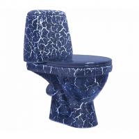 Унитаз-компакт "Премьер" синий кракелюр (гориз, нижн, сид. полип., 2-кн.арм) (Rosa)