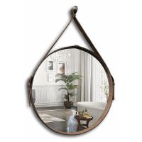 Зеркало MIXLINE "Капитан" D510 мм обод натуральная кожа (коричневая кожа)