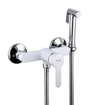 Смеситель с гигиенической лейкой 35k F2041-8 FRAP (белый/хром, латунь)