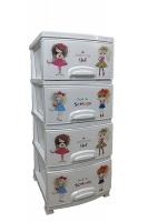 Комод ДЕКОР 4 ярус Девочки белый В95*Ш38*Г47