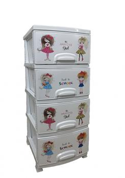 Комод ДЕКОР 4 ярус Девочки белый В95*Ш38*Г47
