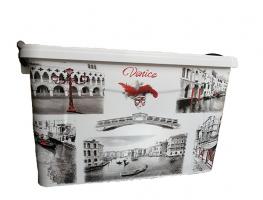 Контейнер д/хранения 50 л белый-черный Венеция