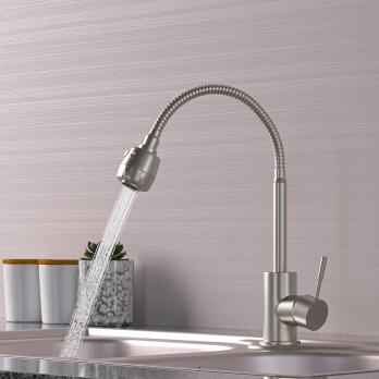 Смеситель для кухни 35k MIXLINE MLSS-0302 гибкий металлический излив, п/гайку САТИН