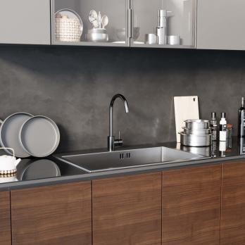 Смеситель для кухни 35k MIXLINE MLSS-0303 трубчатый излив, п/гайку САТИН