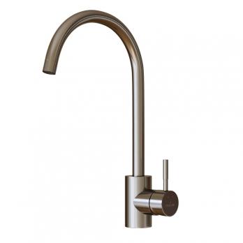 Смеситель для кухни 35k MIXLINE MLSS-0303 трубчатый излив, п/гайку САТИН